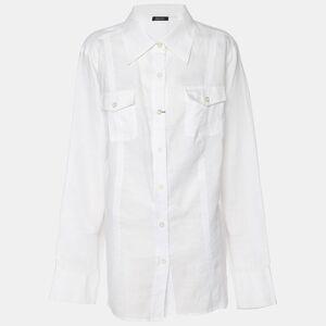 Elena Miro White Linen Button Front Shirt Xxxl